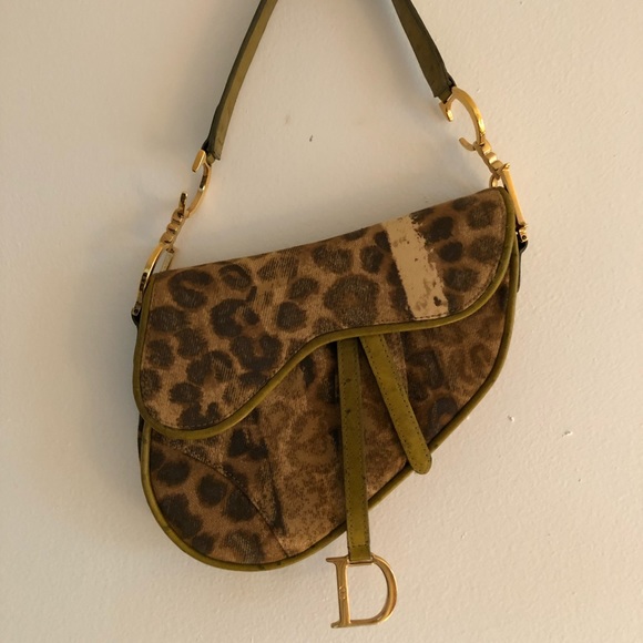 Dior Handbags - Christian Dior Ostrich Trimmed Saddle Bag